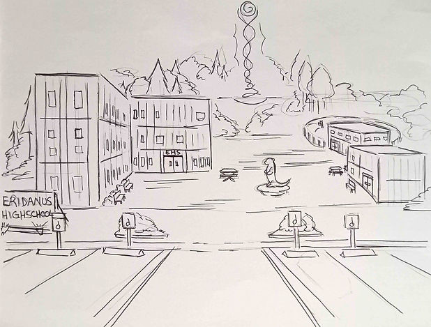 Front view sketch of Eridanus High School