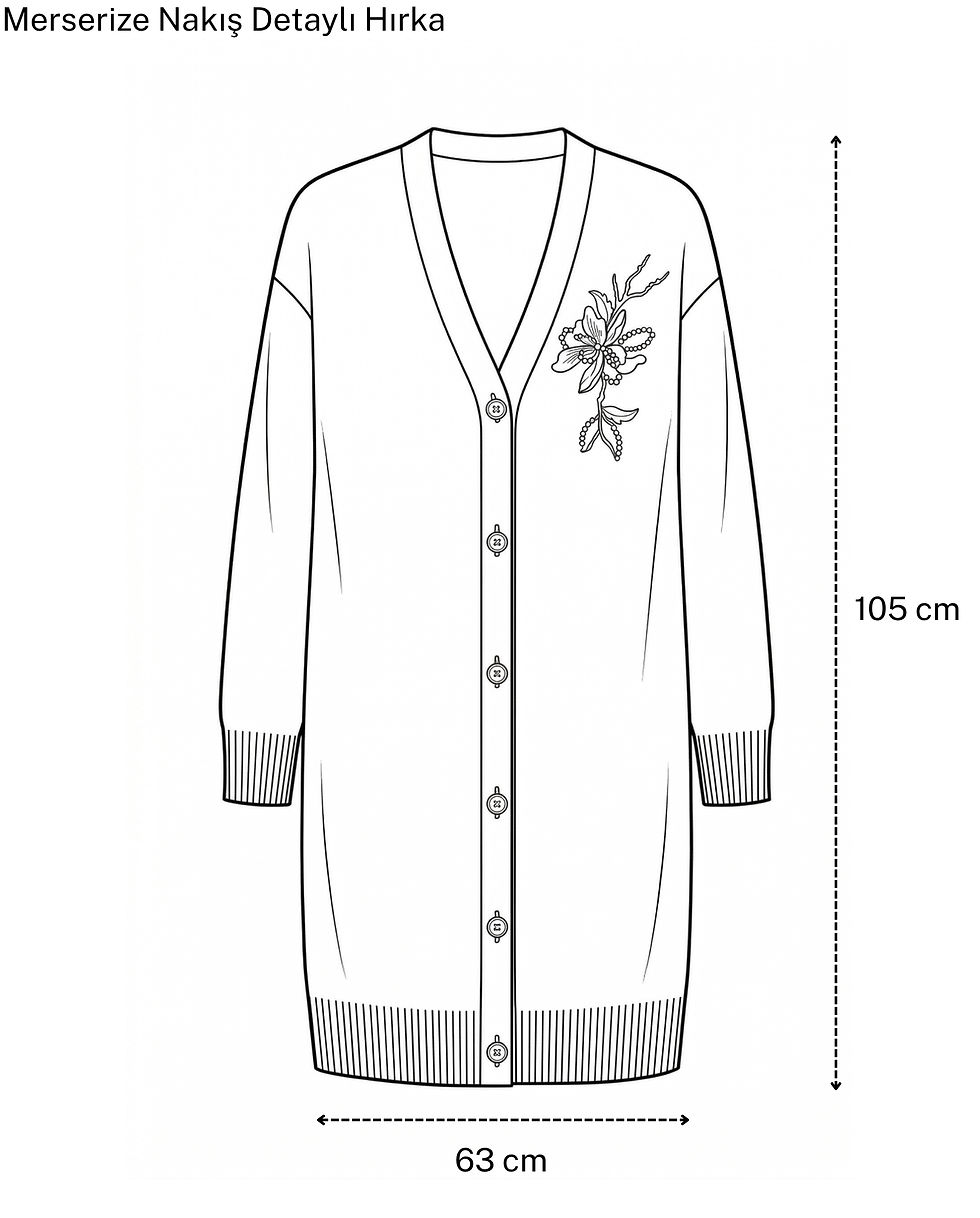 Küçük resim: Merserize Nakış Detaylı Hırka