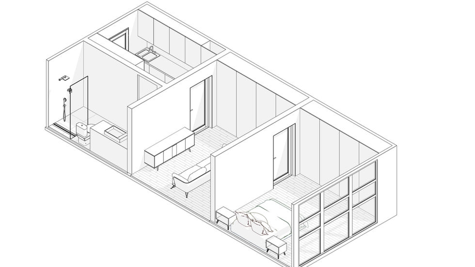 REVIT 1BHK APARTMENT MODEL 3d