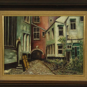 "Vlaeykensgang Antwerpen" gesigneerd M. Vanbeek 1983