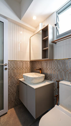 Bathroom showcasing bathroom feature tile in Singapore.