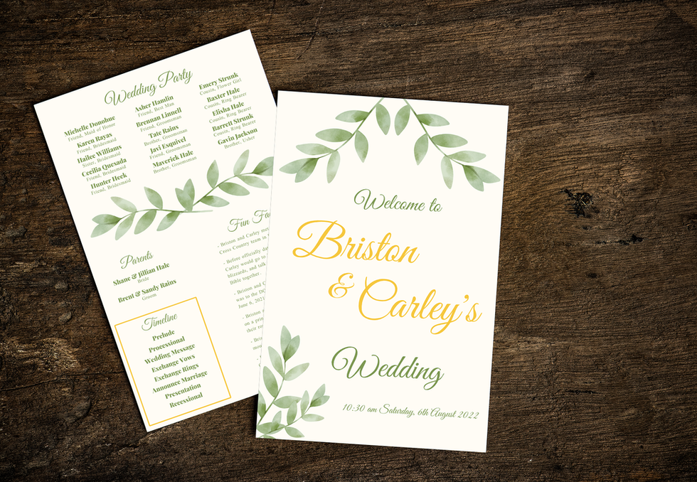 Custom wedding day print designs creating a cohesive guest experience