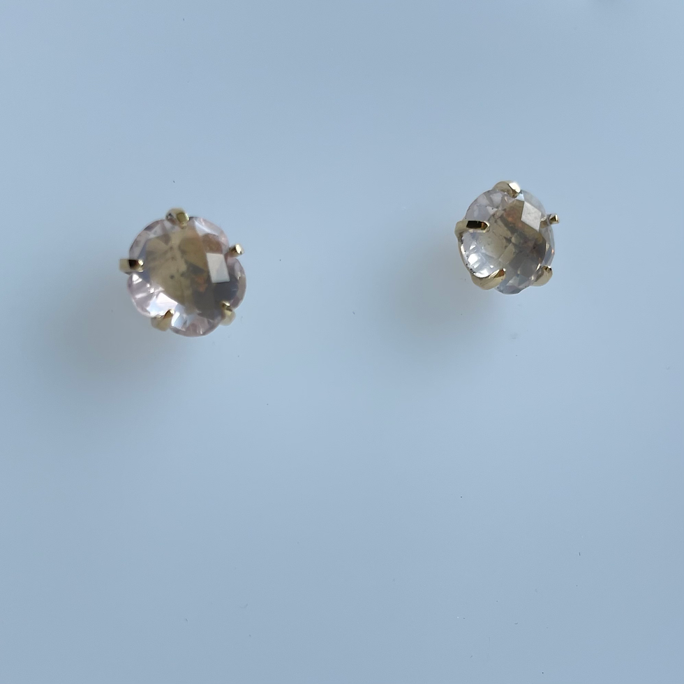 Miniatura: ARETE CUARZO ROSA ORO 14K