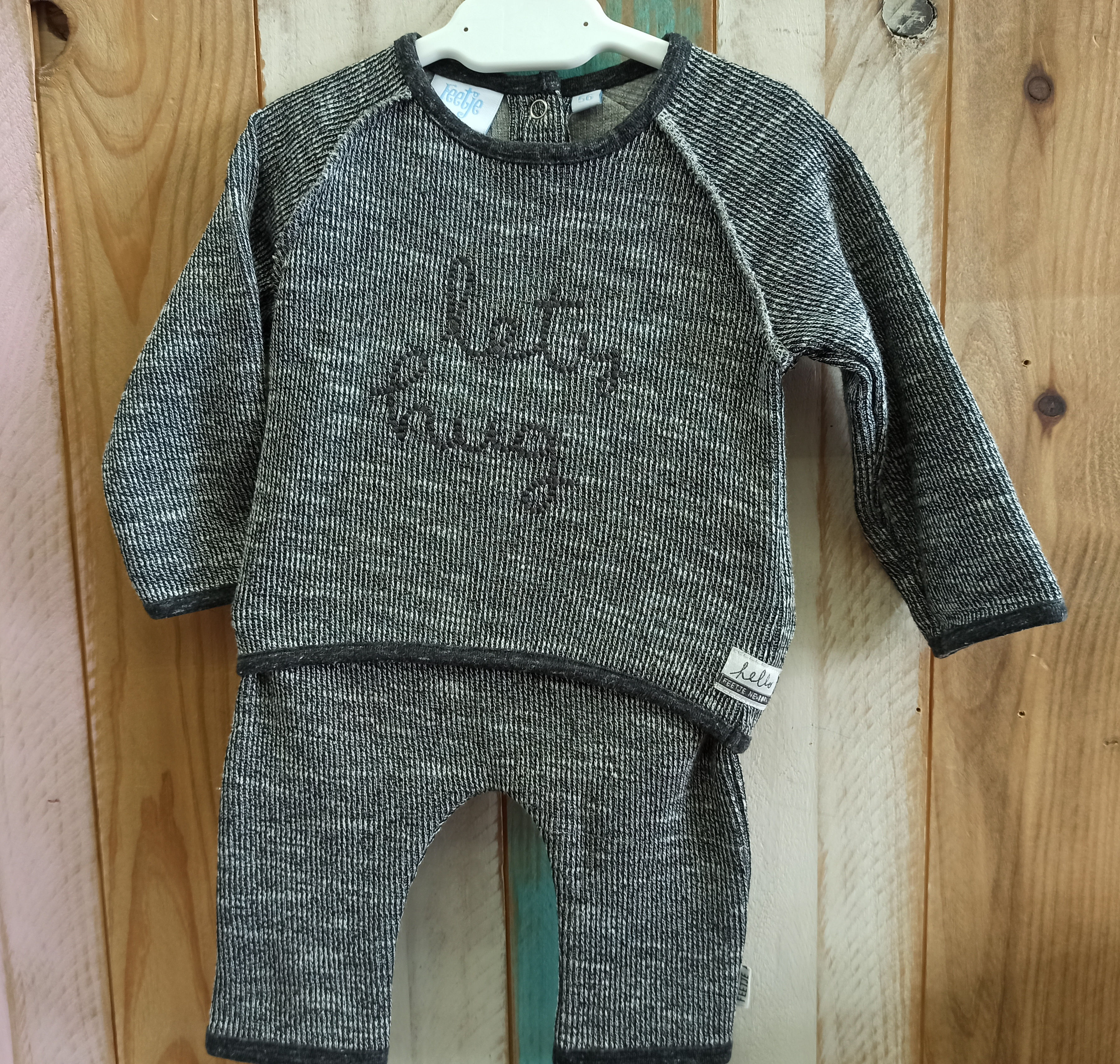 Conjunto Gris Jaspeado Let's Hug - 1 mes - FEETJE