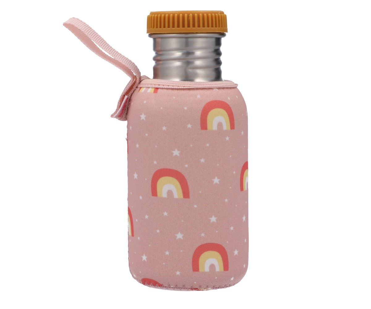 Botella Acero con Funda Arcoiris Rosa Personalizable 500ml