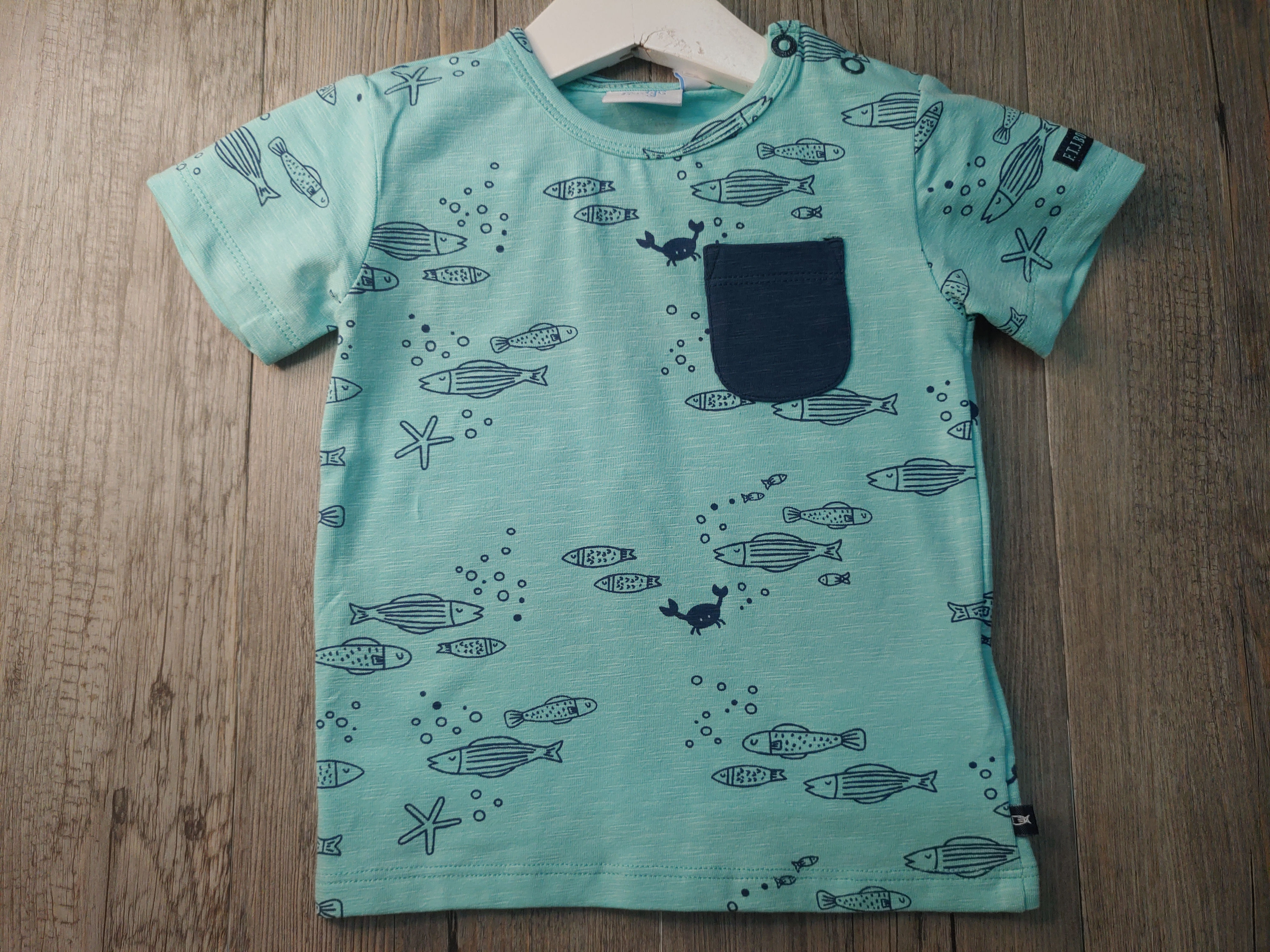 Camiseta Azul Pececitos con Bolsillo - FEETJE