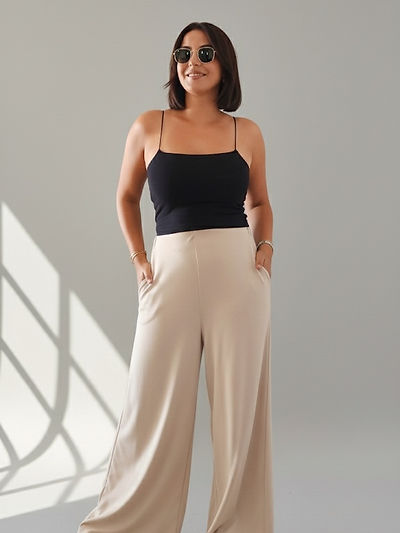 Pantalon modal large Beige