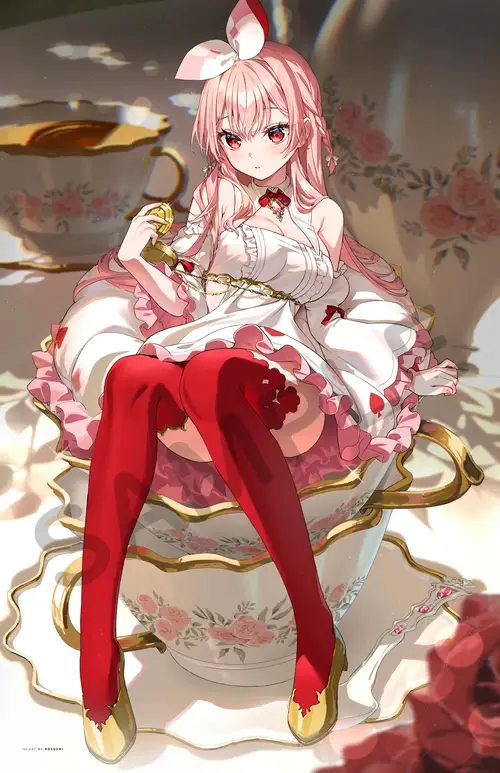 Teacup Rosu Art Print