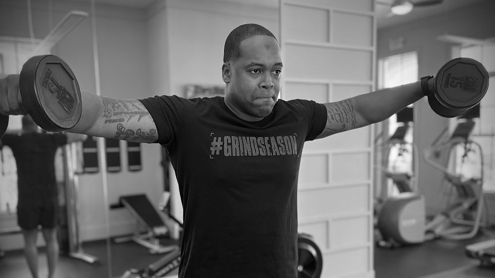 GRINDSEASON working out in gym