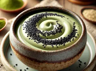 Perles matcha et sésame noir