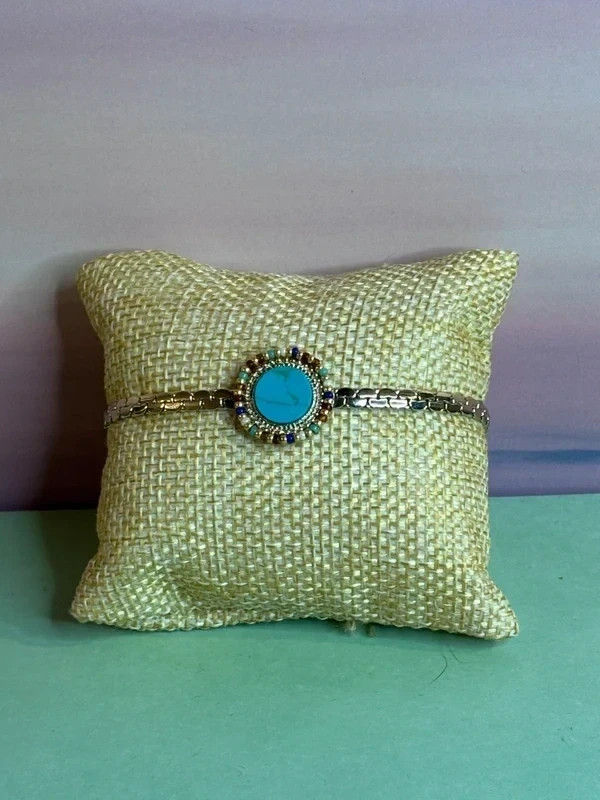 Bracelet Satellite doré et bleu turquoise – Métal doré plaqué or