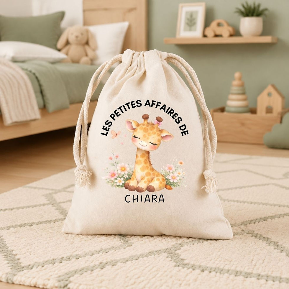 sac pochon girafe personnalisé