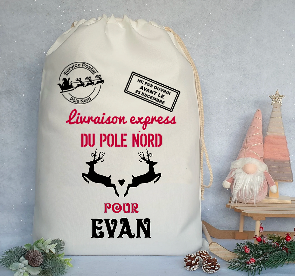 Miniature : hotte du père Noël avec prénom