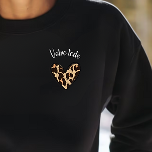 sweat coeur leopard femme