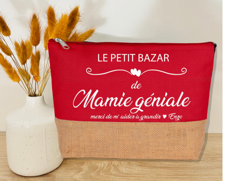 Pochette en jute personnalisé Mamie géniale pour la fête des mamies