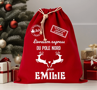 hotte de noël rouge personnalisé