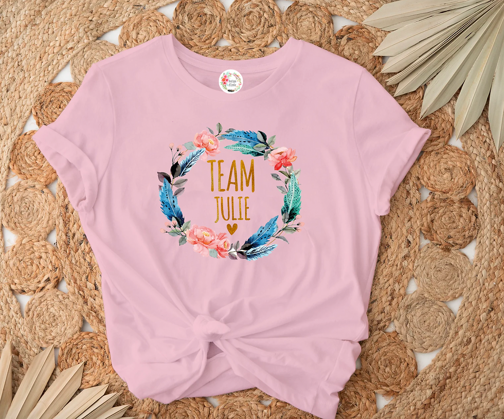Miniature : T shirt Couronne de fleurs bleu EVJF/ team de la mariée personnalisé/ evjf