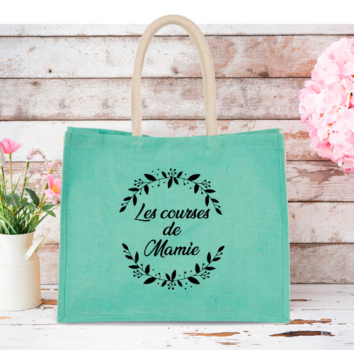 Sac En Jute Personnalisé Maman - Tote Bag Courses Avec Lettres Et Coeurs - Cadeau Fête Des Mères