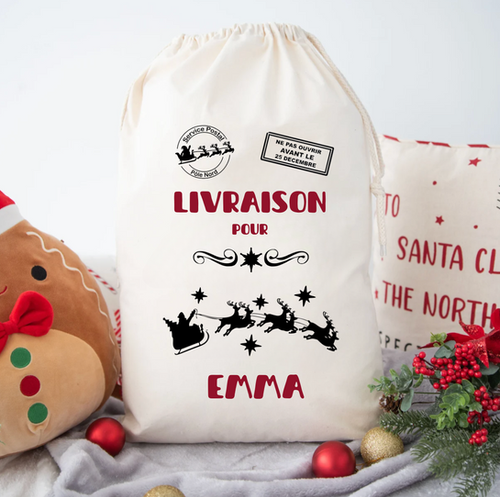 Copie de Hotte de Noël Personnalisée en coton Boutique d'Esmée