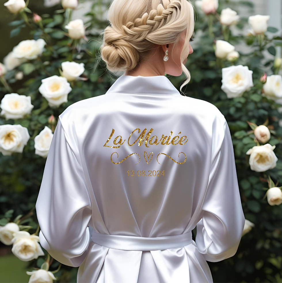 peignoir satin pour la mariée