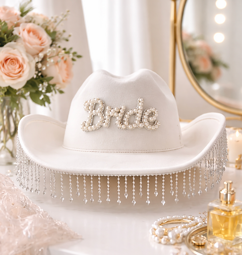 ZOOMPIL Bride Cowgirl Hat, Chapeau De Cow-Boy De Mariage, Chapeau de Cow-Girl Blanc avec Voile, pour Douche Nuptiale De Mariage en Bachelorette ZOOMPIL Bride Cowgirl Hat, Chapeau De Cow-Boy De Mariage, Chapeau de Cow-Girl Blanc avec Voile, pour Douche Nuptiale De Mariage en Bachelorette