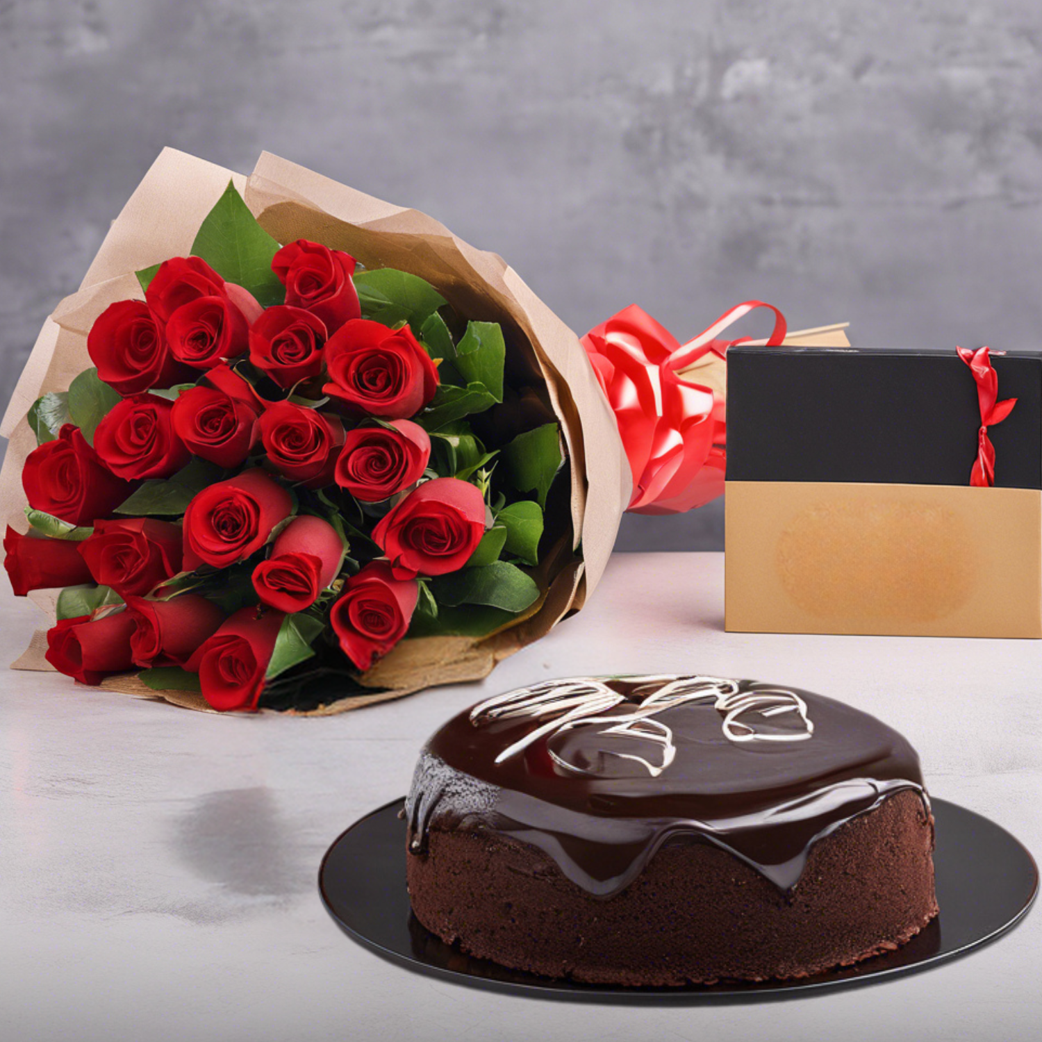 Apology Flowers 15 Red Roses Bouquet & Chocolate truffle Cake with Sorry Message