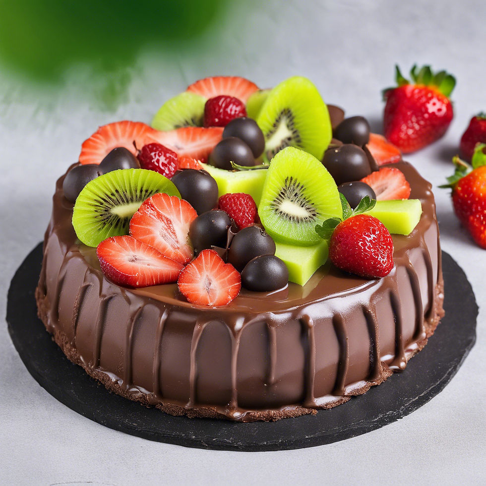 Chocolate Fruit Gateau Eggless