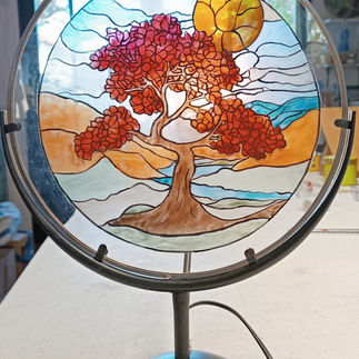 peinture sur verre pour lumière de chevet