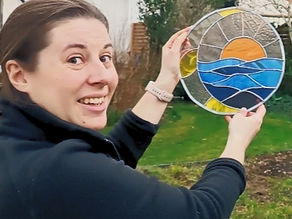 modèle incluant la mer, le soleil et la lune - stage vitrail