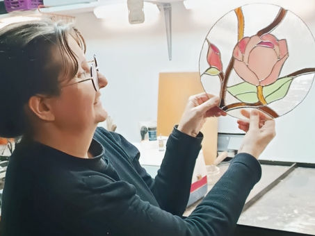 Une fleur de camélia - stage vitrail essonne