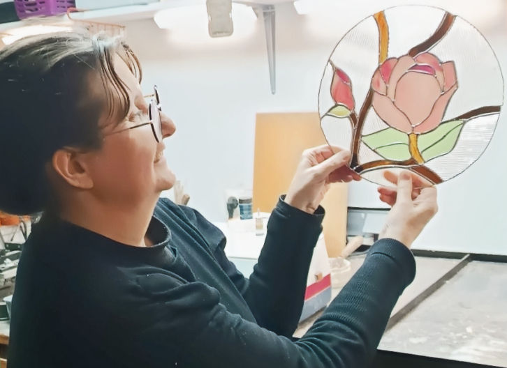Une fleur de camélia - stage vitrail essonne