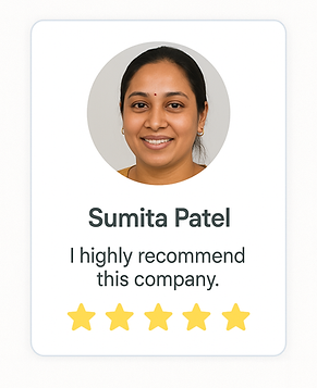 Sumita Patel's Testimonial and Rating
