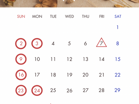 11月のお知らせ
