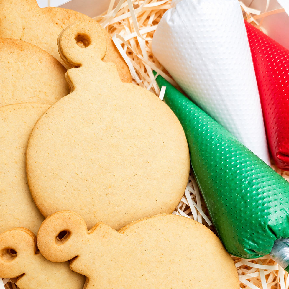 Christmas biscuit decorating box with piping bags and sprinkles