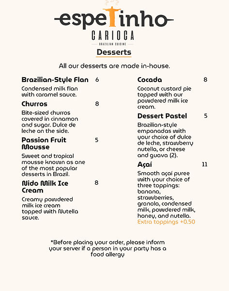 Espetinho Carioca Updated Menu - Desserts