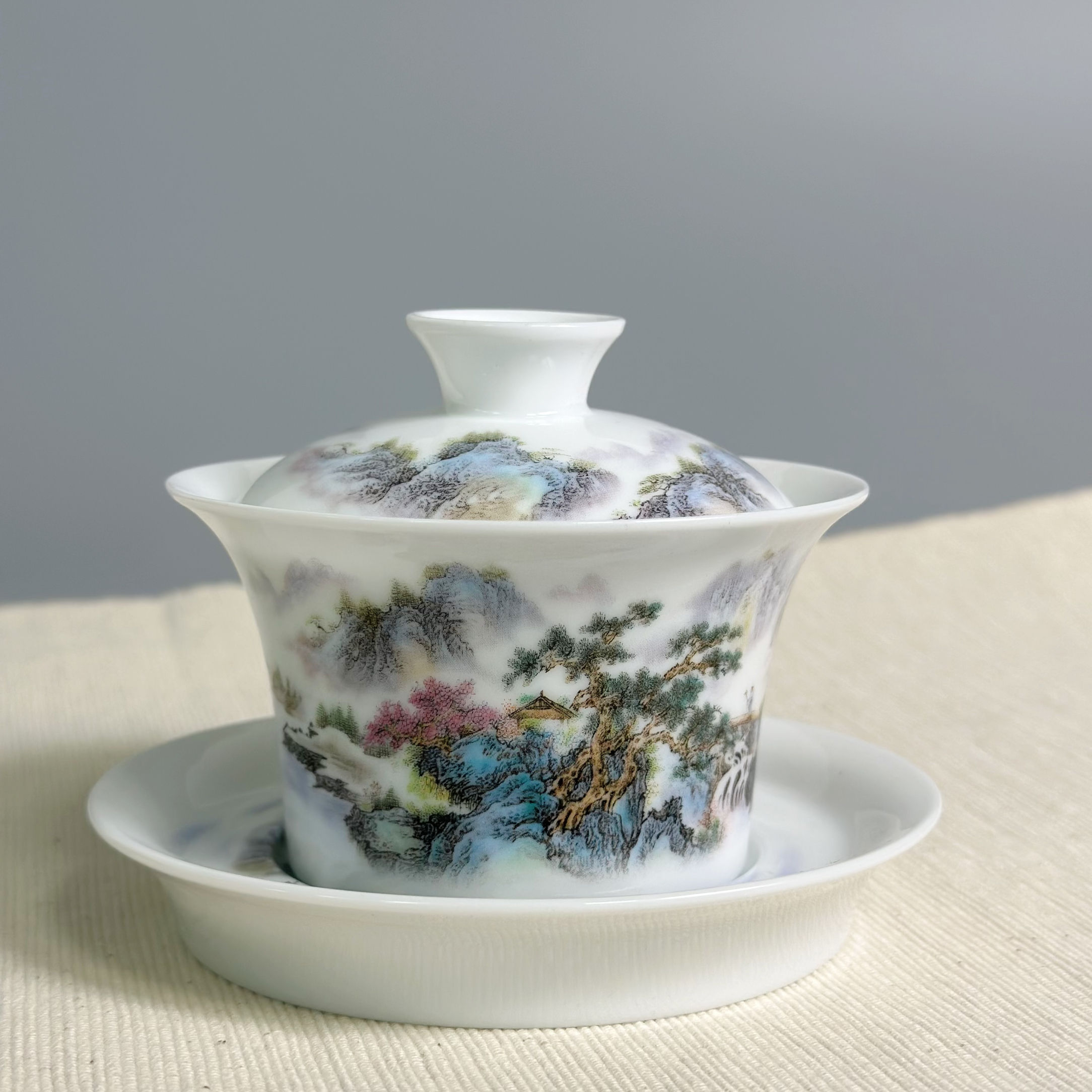 Handmade Pastel Rivers and Mountains Tea Set