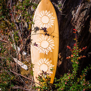 Sunflower Paradise - Decorative Wooden Surfboard - Wall Art