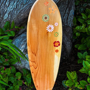 Winter Daisy - Decorative Wooden Surfboard - Wall Art