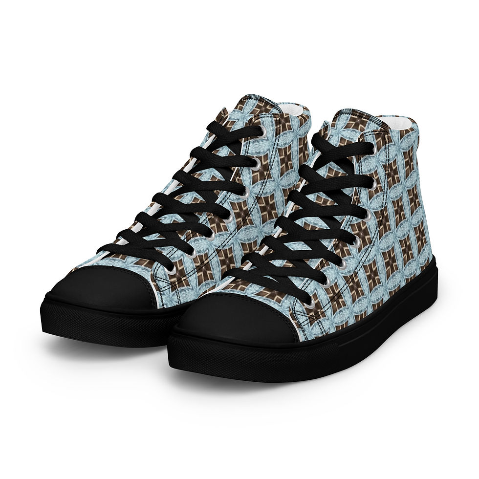 Thumbnail: Light Blue/Brown Pattern high top canvas