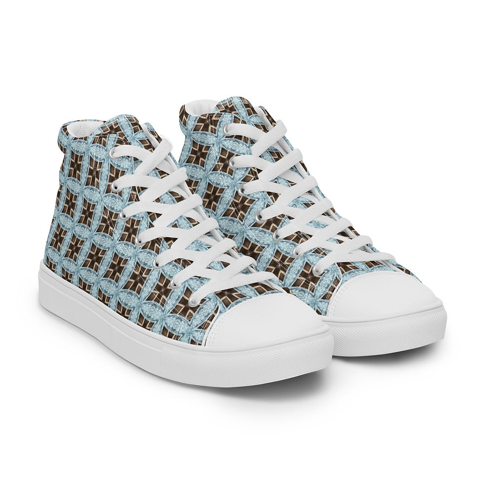 Thumbnail: Light Blue/Brown Pattern high top canvas