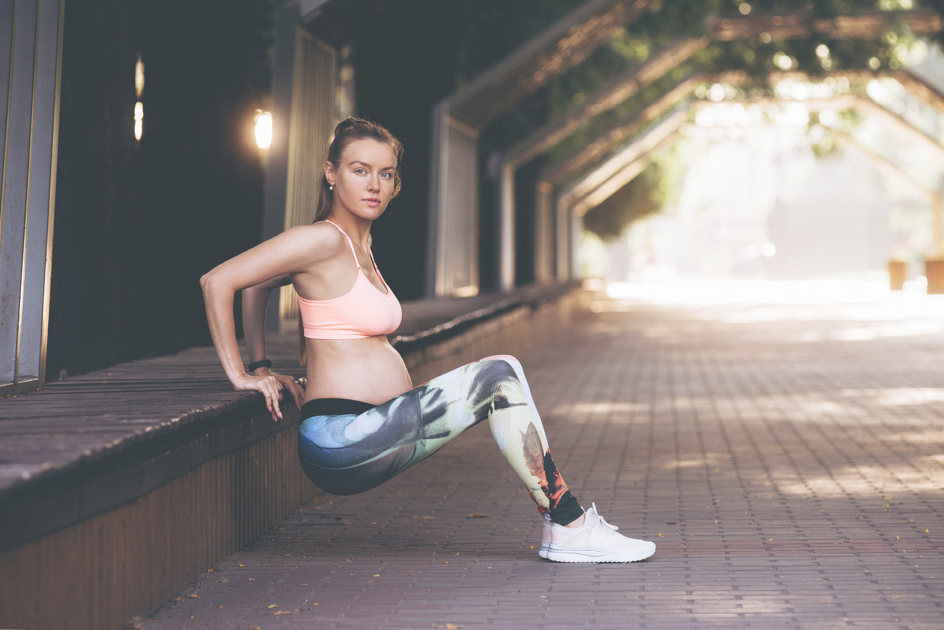 Fitness pregnant woman exercising
