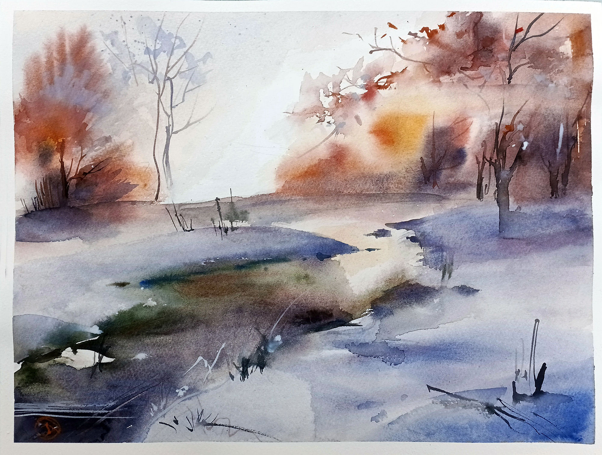Winter river Art print