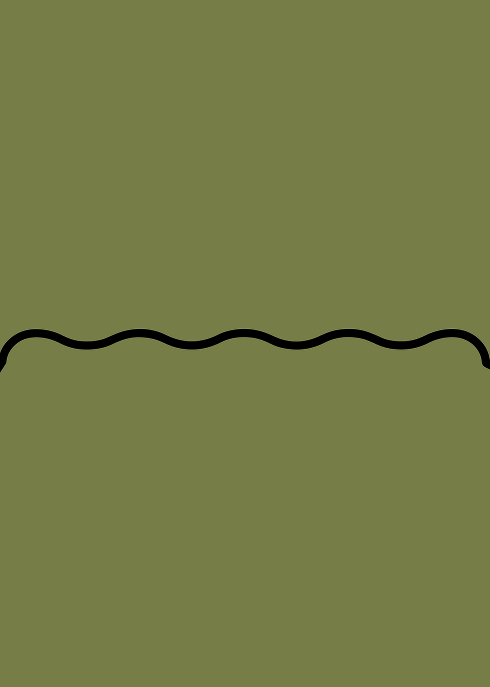 Digital mockup of a wave style wedding invitation pocket in a moss color.