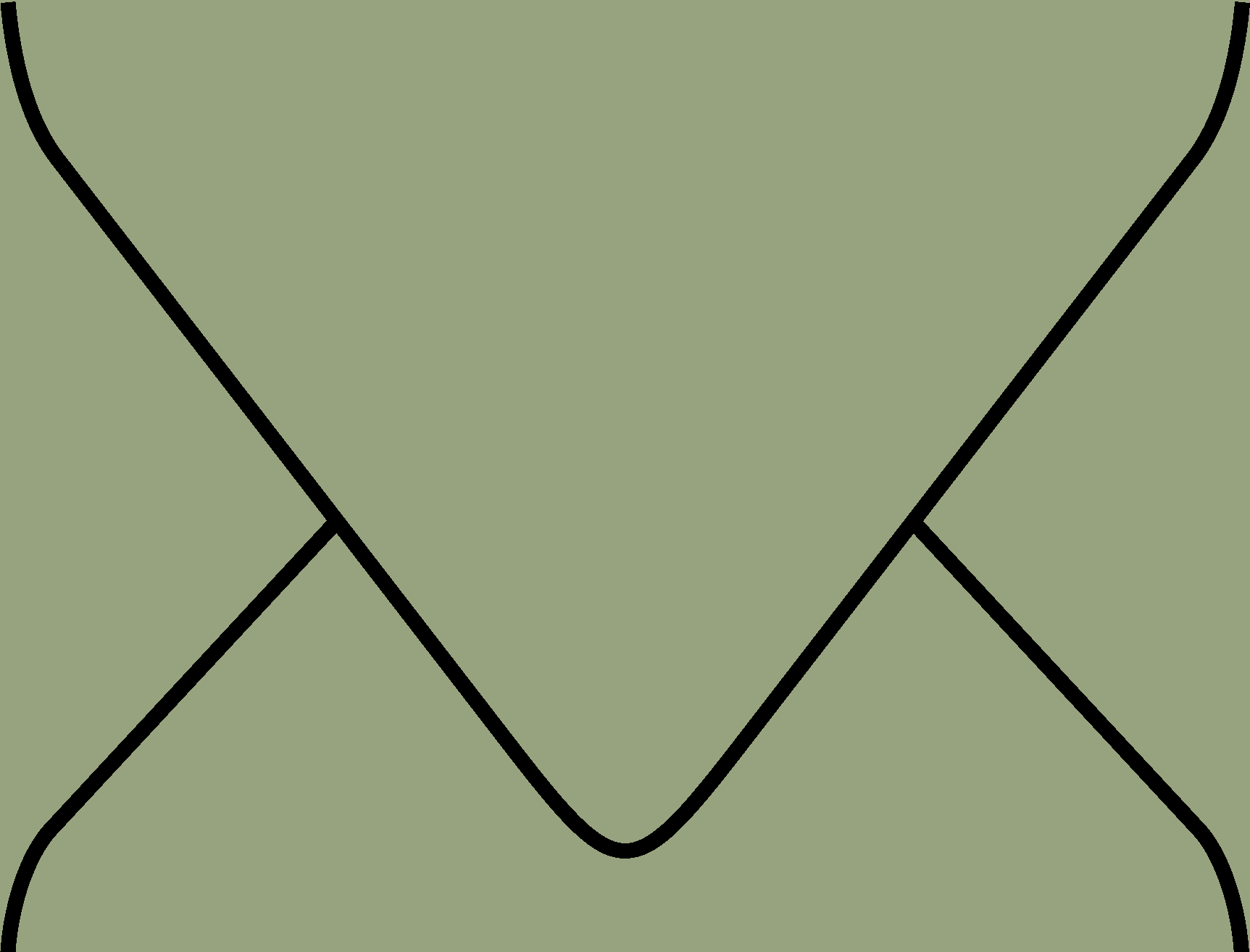 Digital mockup of a standard style envelope in a medium green color