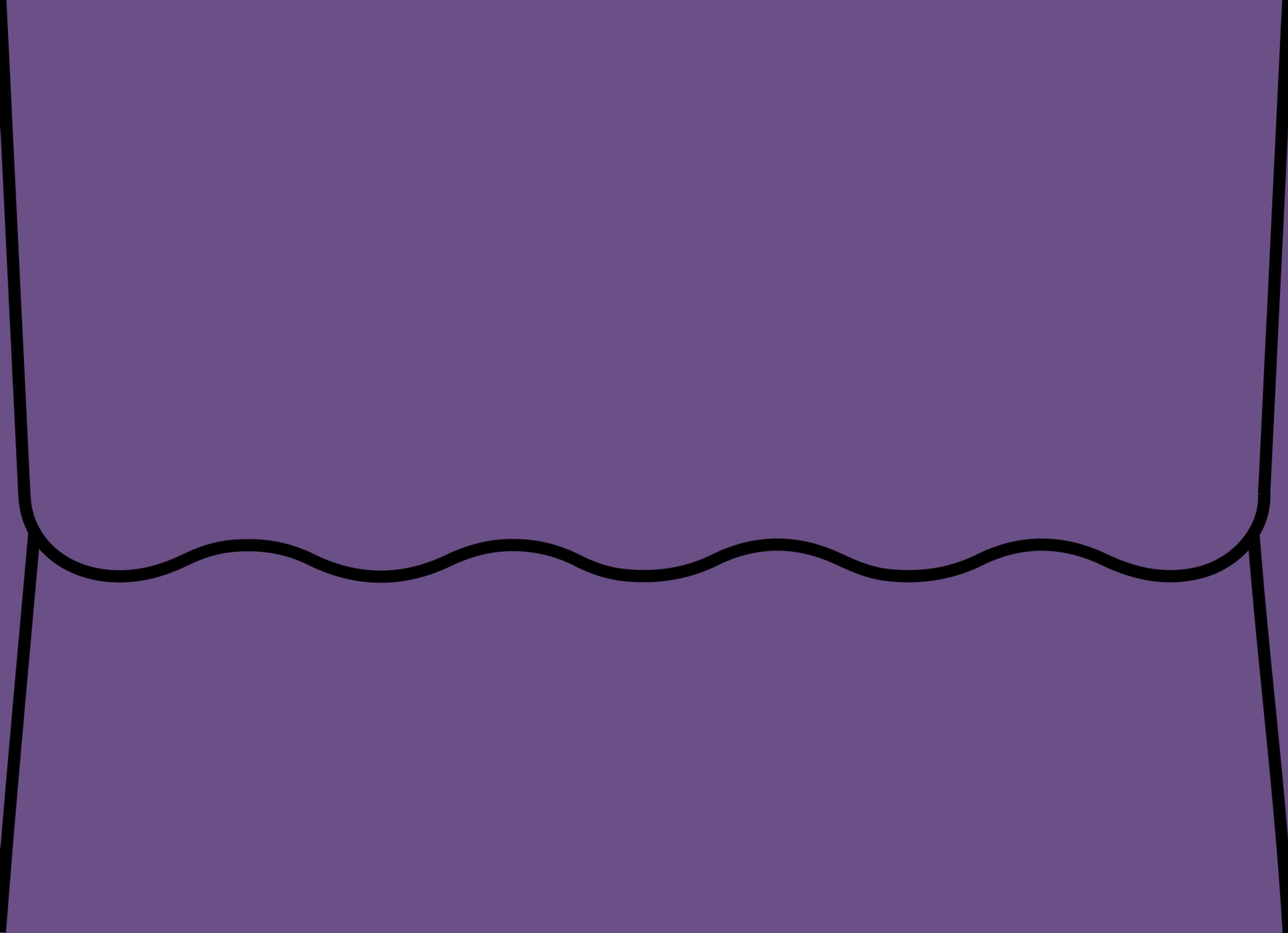 Digital mockup of a wave flap style wedding envelope in a a purple color