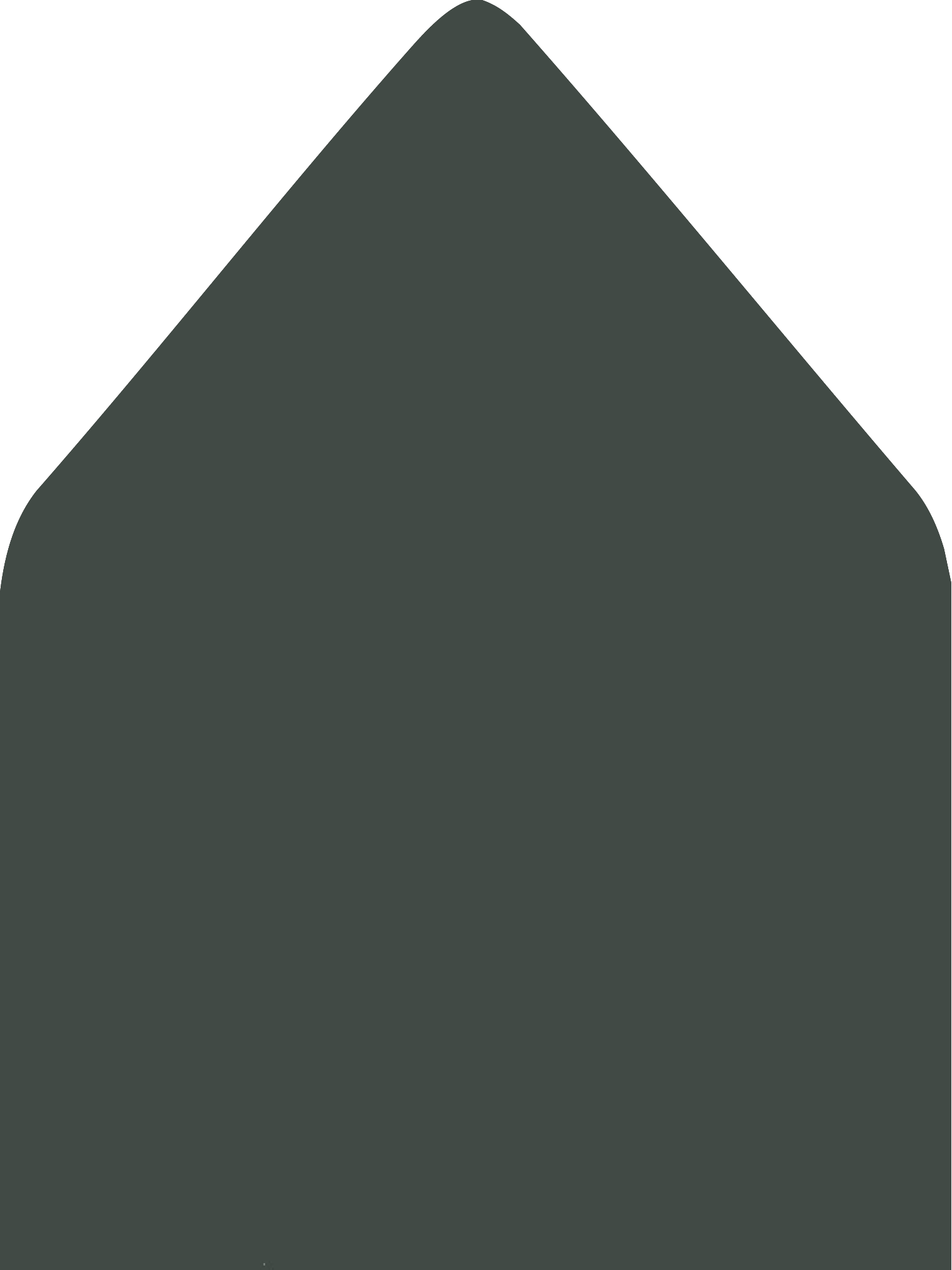 Digital mockup of a standard style envelope liner in a racing green color.