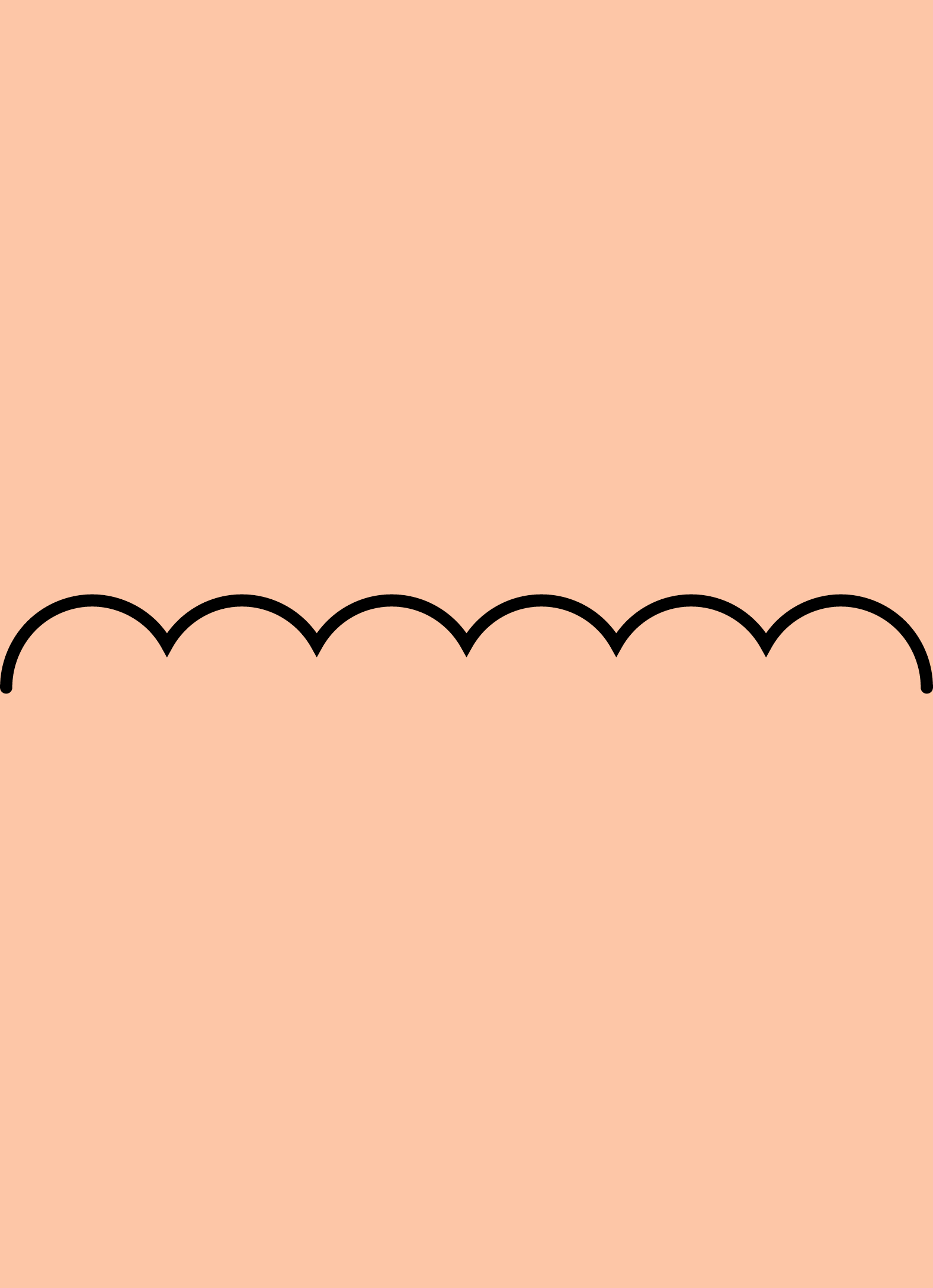 Digital mockup of an invitation scallop style pocket in a peach color.