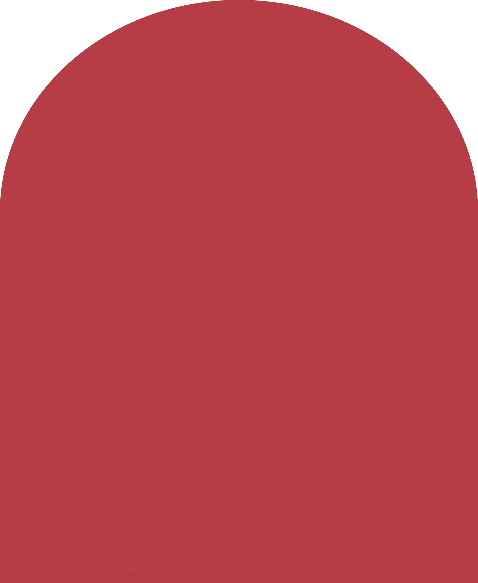 Digital mockup of an arch style envelope liner in a medium red color.