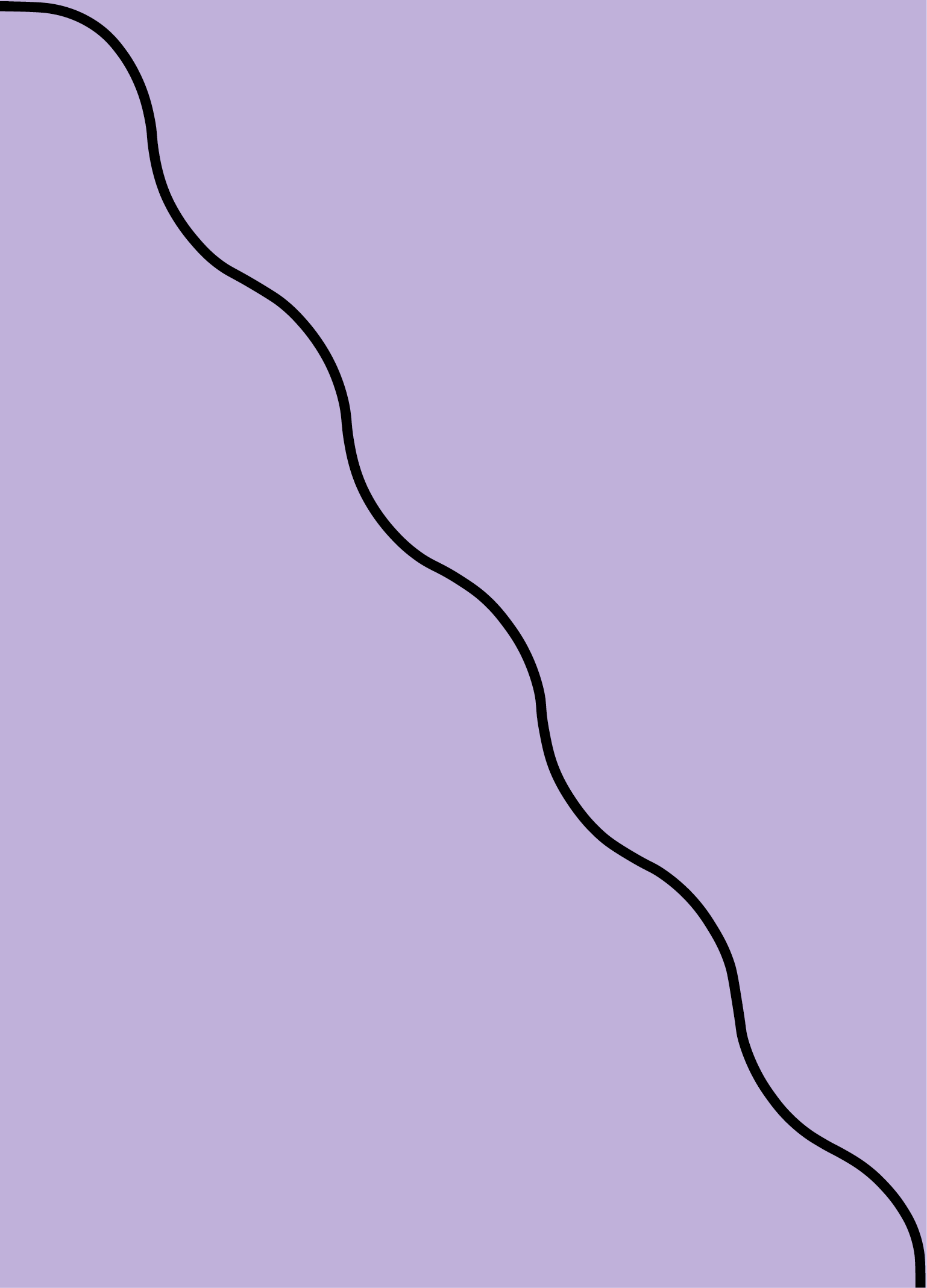 Digital mockup of an invitation angle wave style pocket in a lavender color.