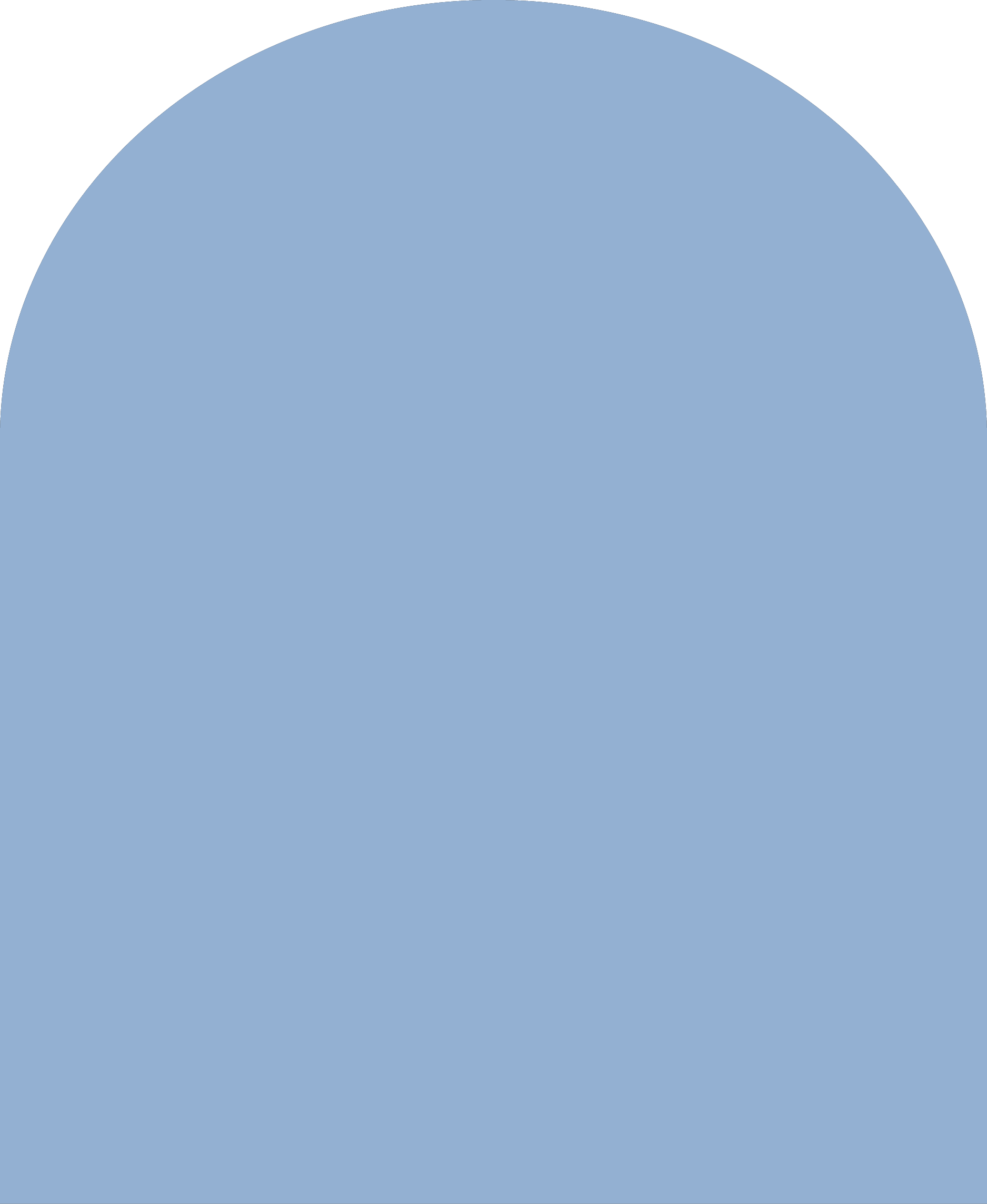 Digital mockup of an arch style envelope liner in a medium blue color.